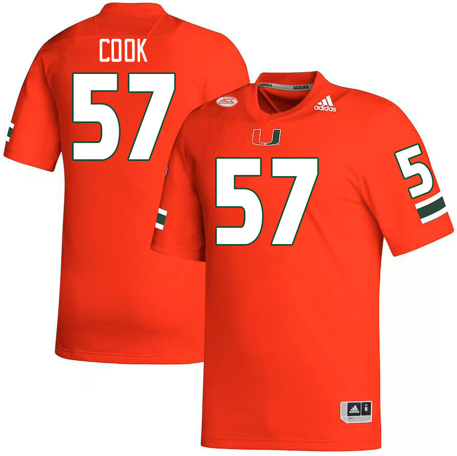 Men #57 Marley Cook Miami Hurricanes College Football Jerseys Stitched-Orange